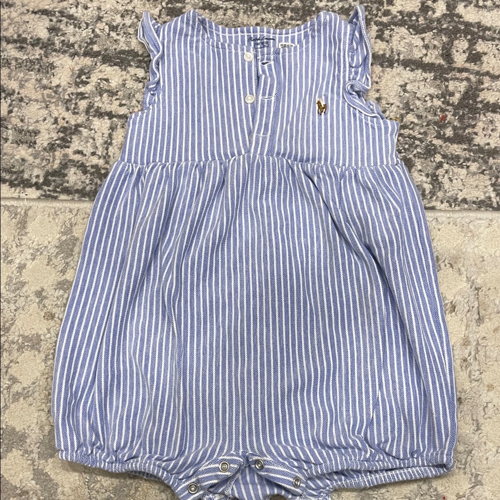 Blue and White Striped Baby Romper Ralph Lauren
